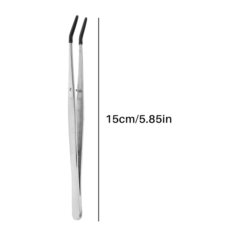 2 PCS Tweezers Curved Bent Rubber Tip Tweezers Stainless Steel Crafts Tweezers for Lab Jewelry Making