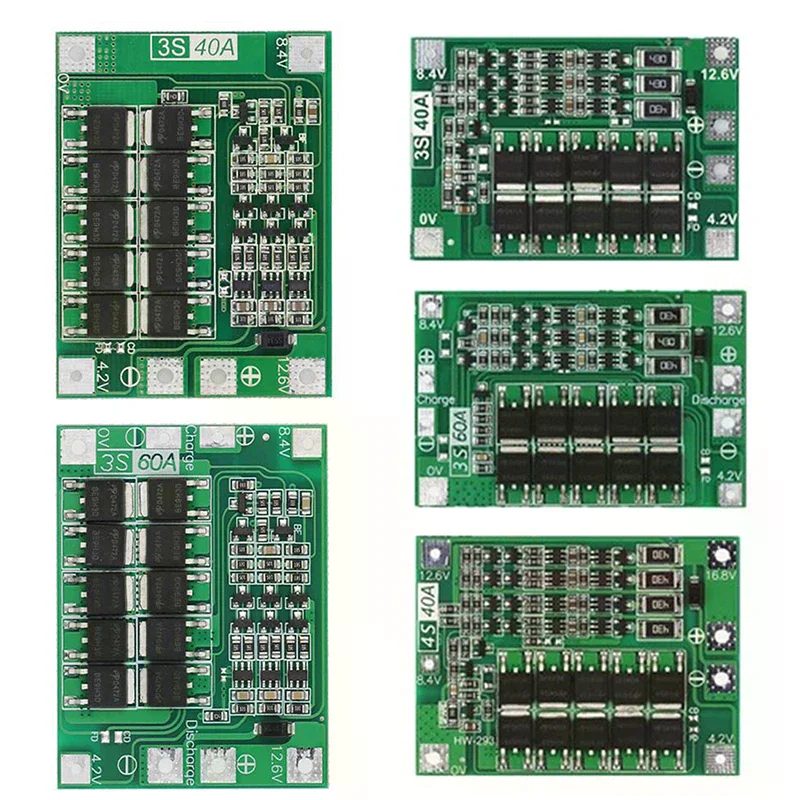 3S 4S 40A 60A Li-ion Lithium Battery Charger Protection Board 18650 BMS For Drill Motor 11.1V 12.6V/14.8V 16.8V Enhance Balance
