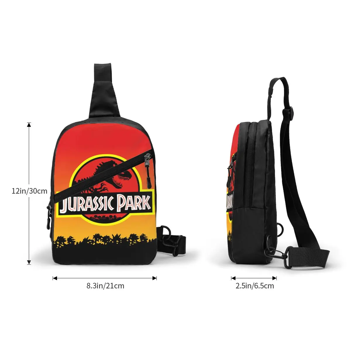 Fashion Jurassic Parks Dinosaur Print Crossbody Sling Backpack Men Shoulder Chest Bag for Camping Biking