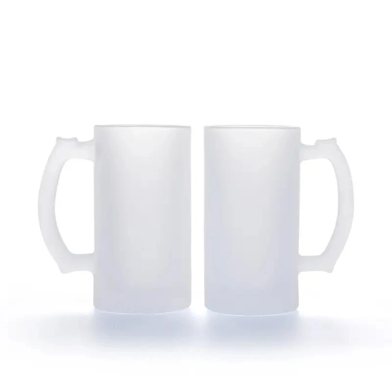 Top Quality Clear Frosted Glass Beer Mug 16 OZ Sublimation Blank Printing Coffee Mug Tea Cup