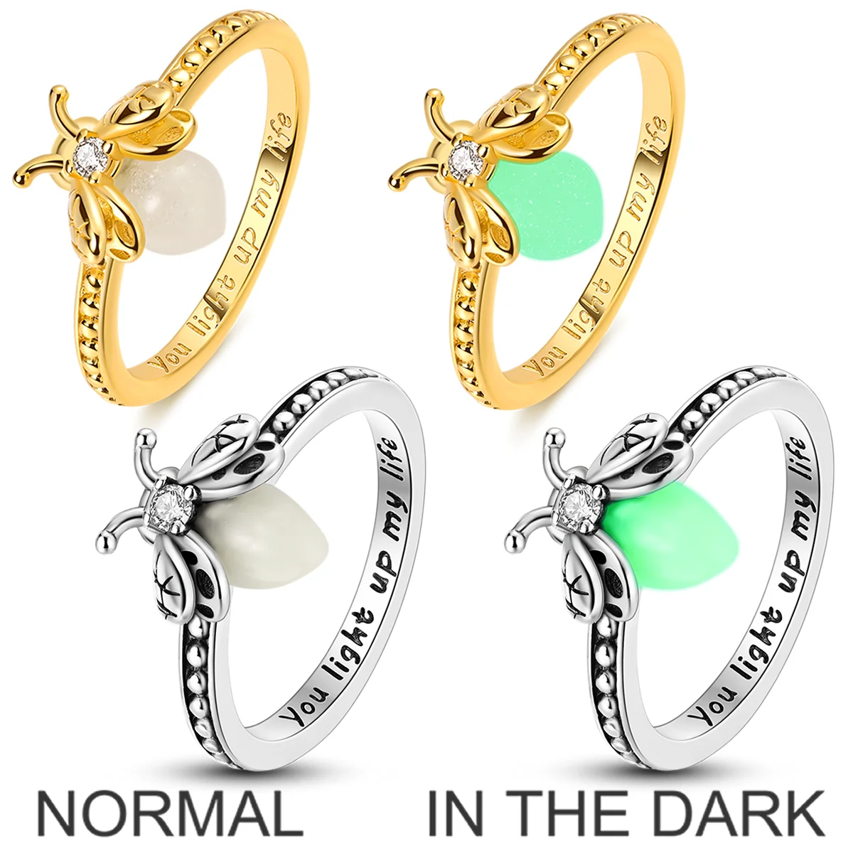 

Светящееся кольцо со светлячком из серебра 925 пробы, бесконечный оригинальный циркон, годовщина свадьбы, золотой лунный свет, кольца со светлячком, женские ювелирные изделия, подарок