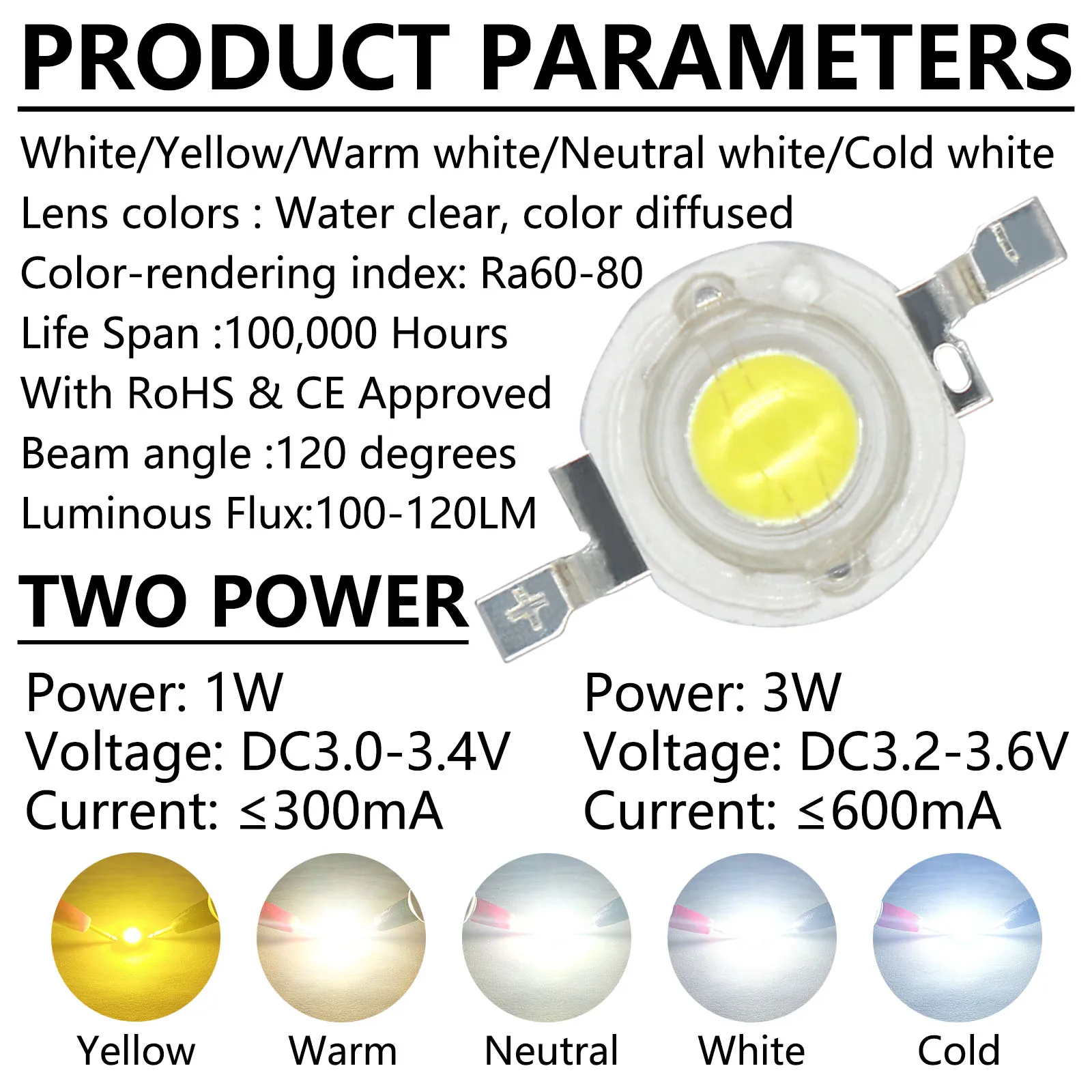 10Pcs LED COB Lamp Chip 1W 300mA 3W 600mA 3.2-3.6V 100-220LM Mini LED Bulb Diode SMD For DIY LED Floodlight Spotlight Downlight