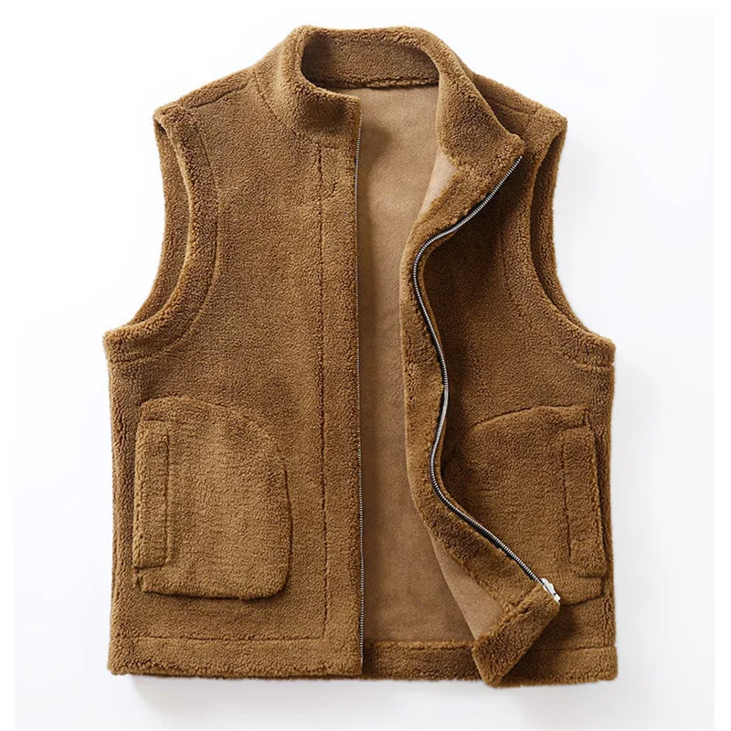 Winter Lamb Wool Vests Men Warm Coat Fashion Casual Thick Stand Collar Sleeveless Jacket Can Be Worn On Both Sides Waistcoat Man 19 S1a3b59bbd50e4240888386a3239ef15fY