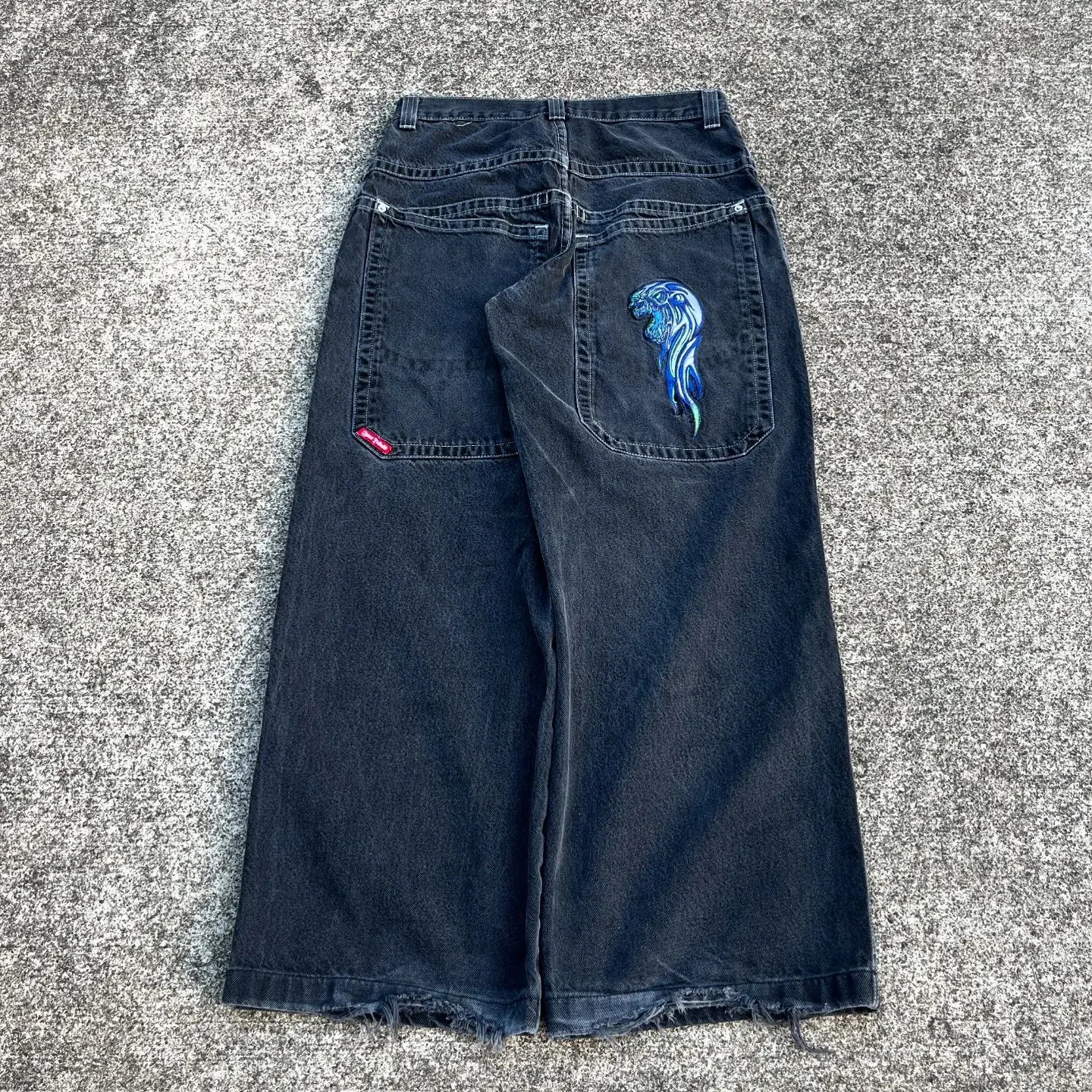 Harajuku vendita calda Ghouls Jeans a gamba larga uomo Y2K Hip Hop JNCO Drop Shipping pantaloni in Denim pantaloni larghi Casual nuovo Streetwear