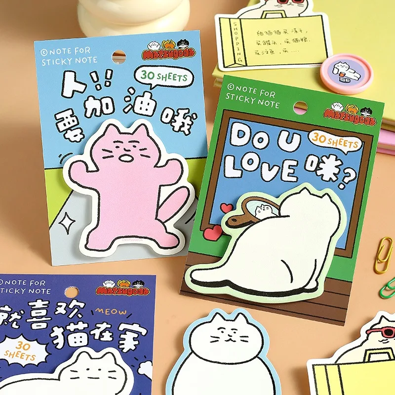 Cute Cartoon Cat Sticky Note Stationery Adhesive Memo Pad for Office School Supplies Creative Cute Cat Design