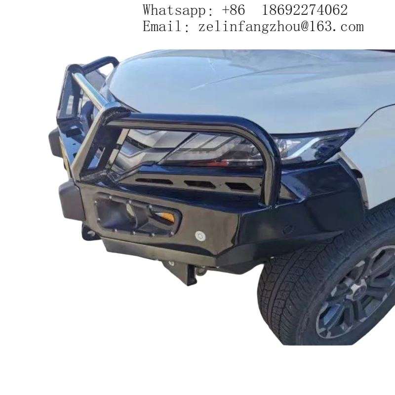 

Стальной передний бампер с вырезами под буксировочный крюк для Mitsubishi Triton L200 MR 2019-2022, внедорожный, усиленный