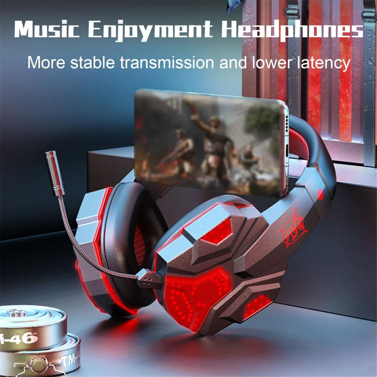 Wireless Headset Gaming Headset Surround Sound RGB Gaming Headphone with Mic for PS4 PC Switch Gamer Black Blue
