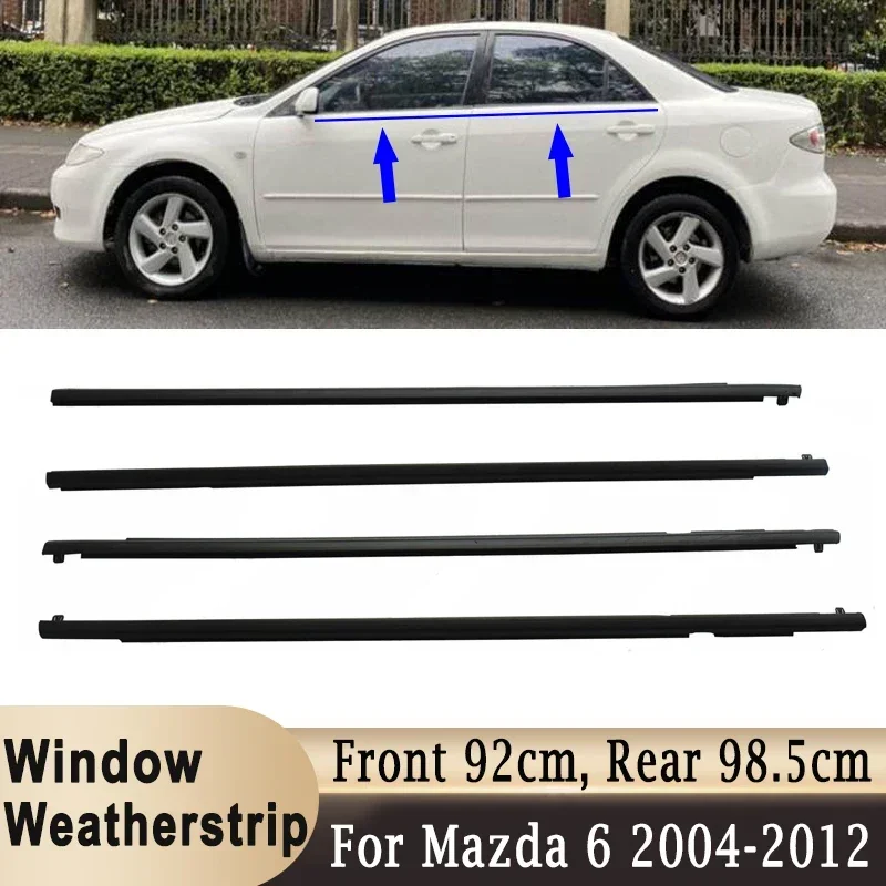 

4Pcs Window Weatherstrip Sealing Belts Trim For Mazda 6 2004-2012 Side Door Window Glass Sealing Strips Rubber Black