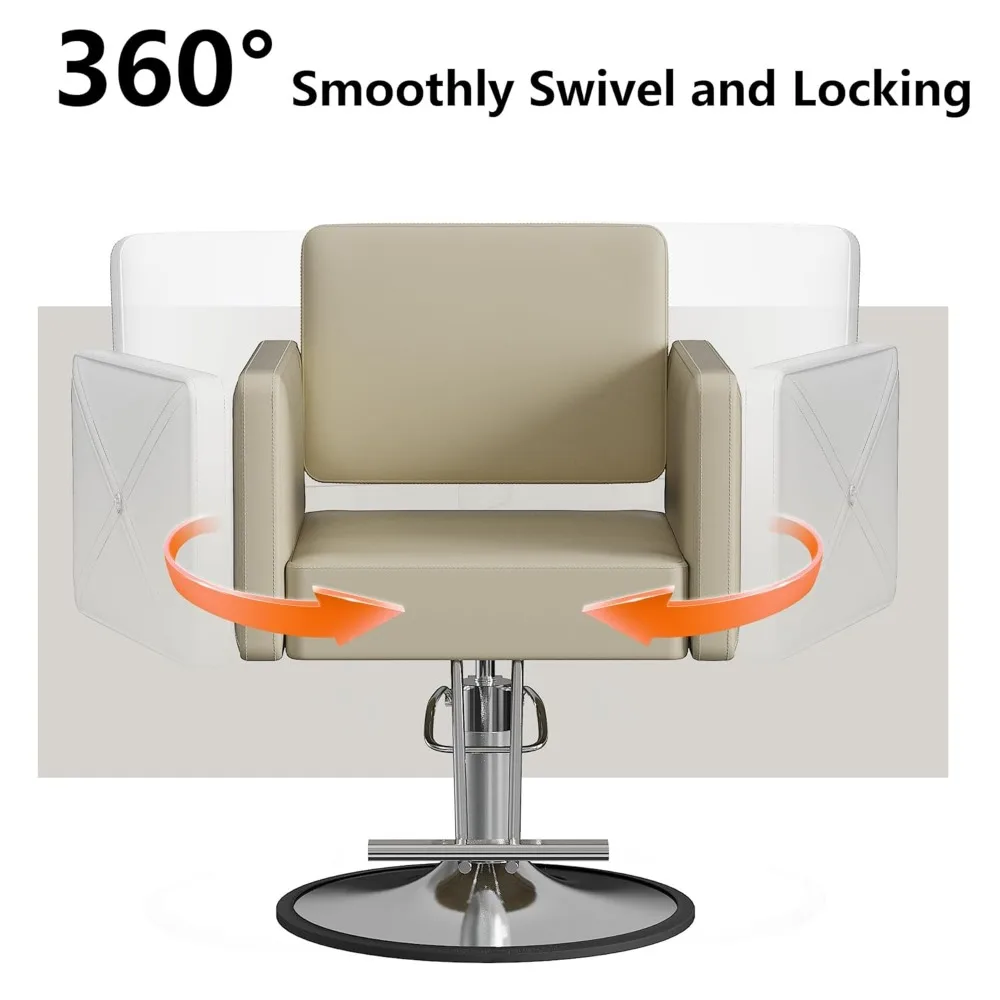 조절 가능한 높이의 유압식 리클라이닝 미용 의자, 헤어 스타일리스트용, 360도 회전, 다기능, 롱테일 컴포트