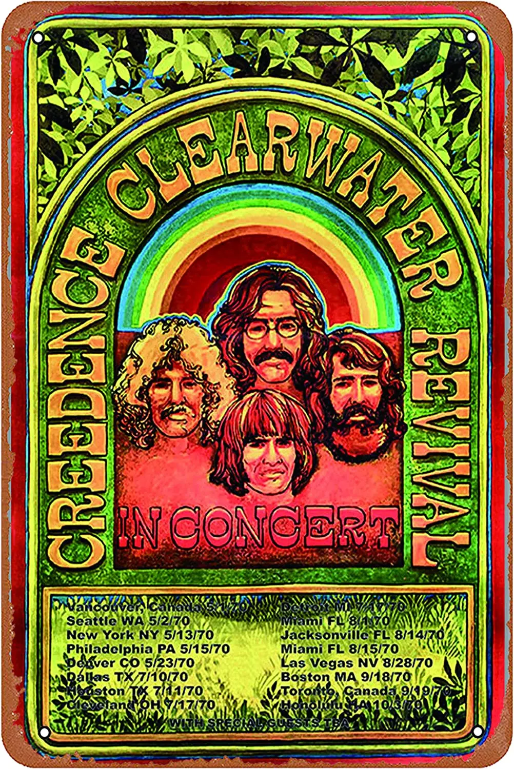 CCR Creedence Clear (1970) Rock Poster Metal Signs for Garage Man Cave, Vintage Tin Sign for Rock Band Posters and Pub