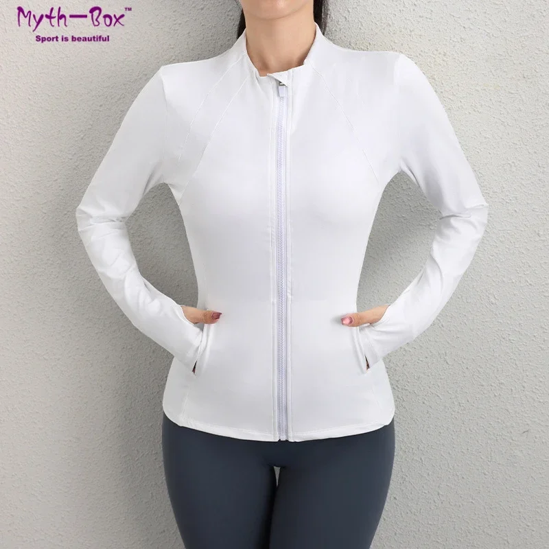 Women Sport Jackets Zipper Yoga Coat Thumb Hole Long Sleeves Running Sweatshirts Slim Workout Jackets Gym Fitness Tops Sportwear image 2