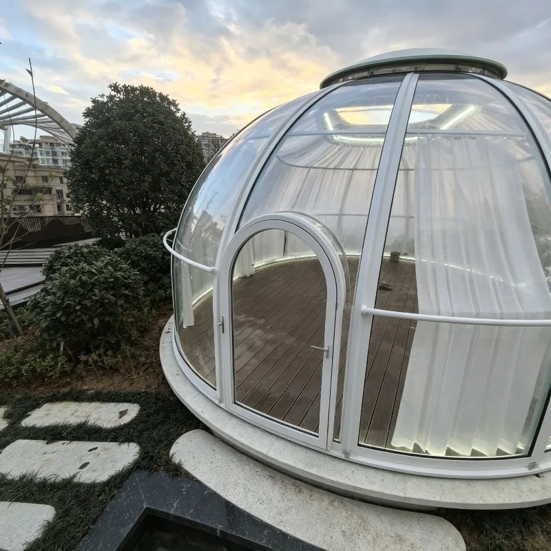 New Modern PC Green Houses Dome House Prefab Tent for Villa Glamping Restaurant Campsite Bubble Room Starry Sky Room