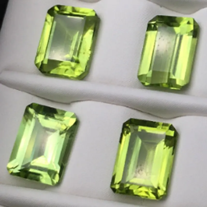 GS Sale 2x3~6x8mm Loose Natural Peridot Stone Octagon Shape Emerald Cut Loose Natural Olive Green Gemstone For Pendant Ring Face