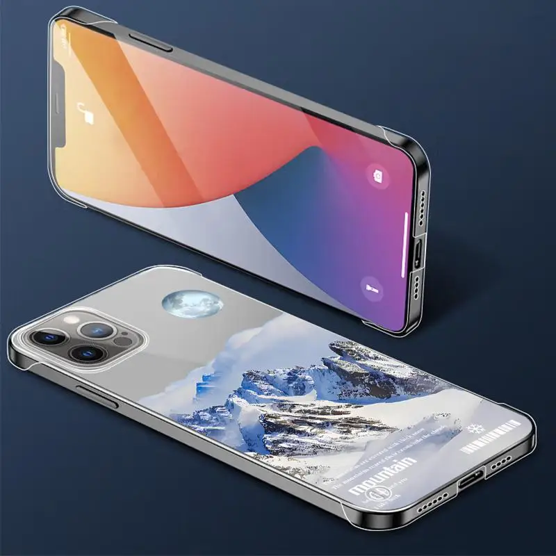 phone case for Apple iphone 16 15 pro max cases 11 16plus 12 14 13 borderless cooling clear fundas Magnificent Mountain Scenery