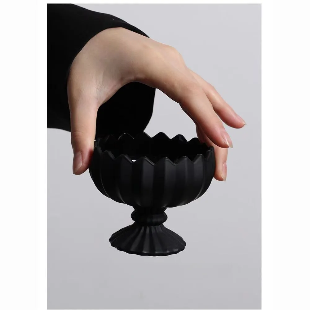 Premium Obsidian Dessert Salad Ice Cream Bowl Home Ice Cream Glass Cup High Footed Cup Yogurt Ice Cream Cup