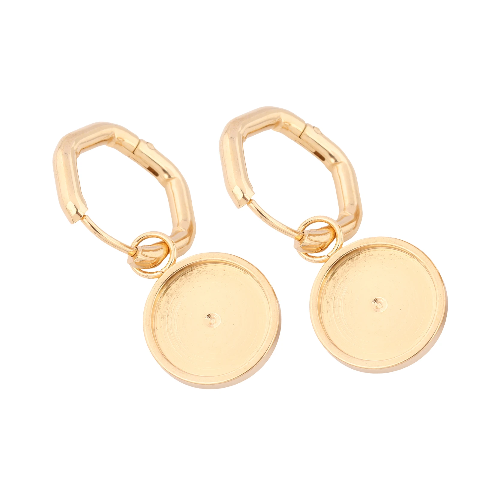 6pcs Stainless Steel Gold Plated Leverback Earring Hoop Clasps Diy Fit 12mm Cabochon Earrings Base Setting Blanks image 3
