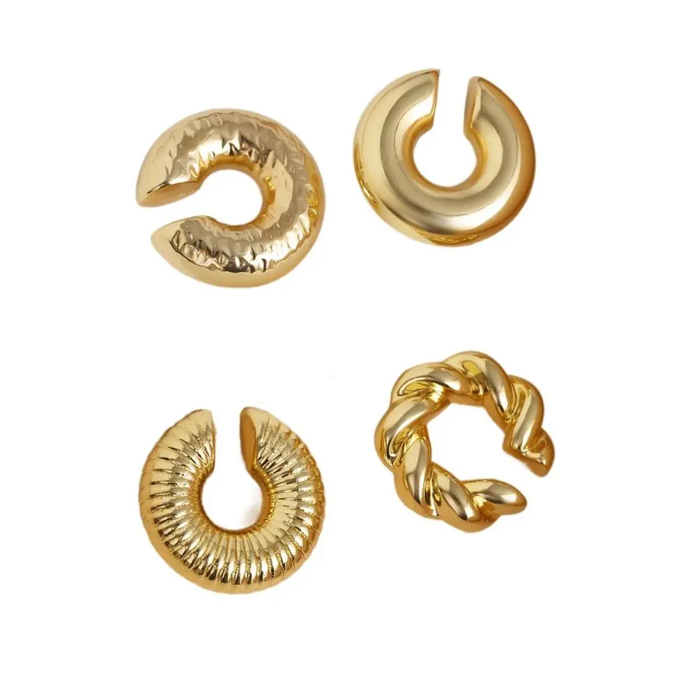 4 قطعة بسيطة C على شكل الاكريليك قرط كبس الذهب الفضة اللون الشرير جولة أقراط مشبكية غير مثقوب الهيب هوب القرط للنساء