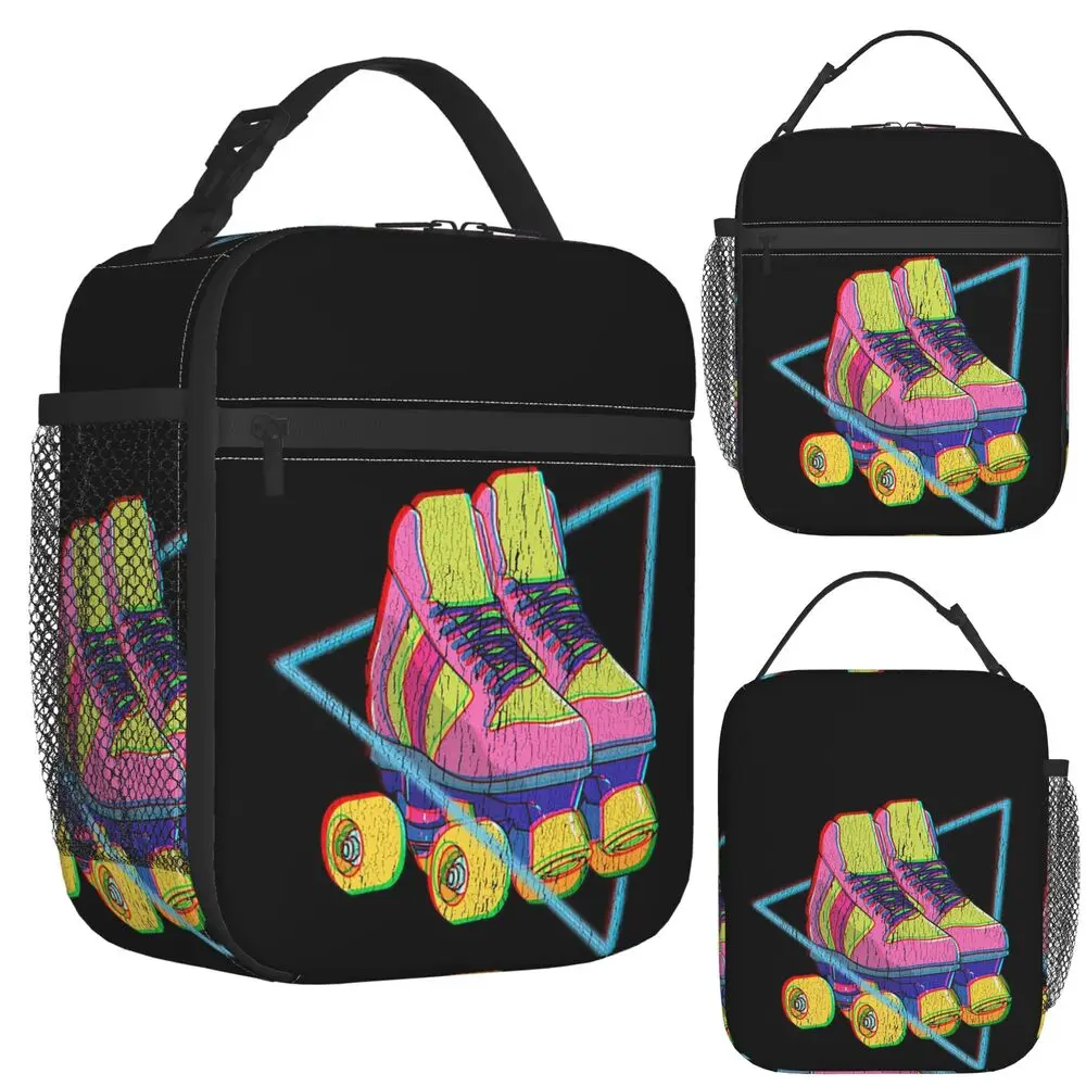 Retro Roller Skates Colorful Insulated Lunch Bag for Women Kids Portable Food Boxes Thermal Lunch Box Tote