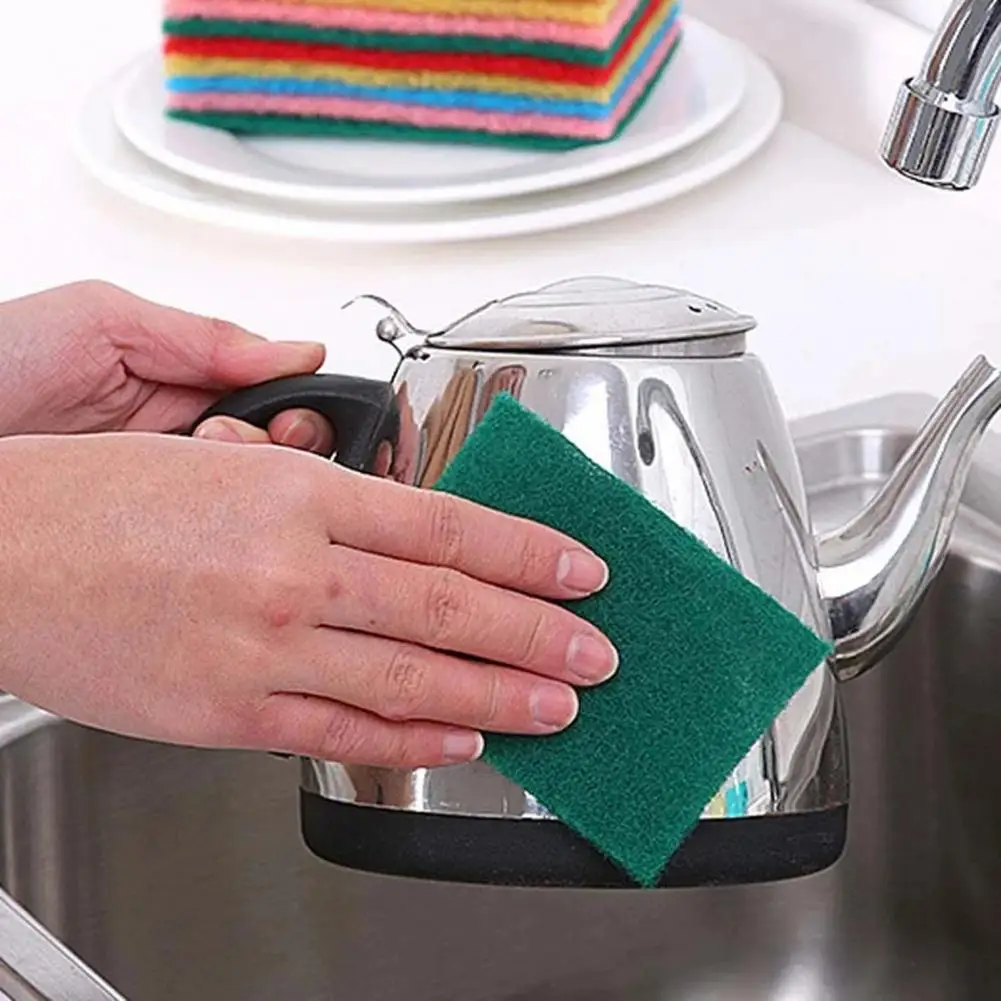 20Pcs Kitchen Cleaning Sponge Scouring Pad Anti-grease Double Sided Home Cleaning Pot Pan Washer Scrubbing Pad Dish Scrubber