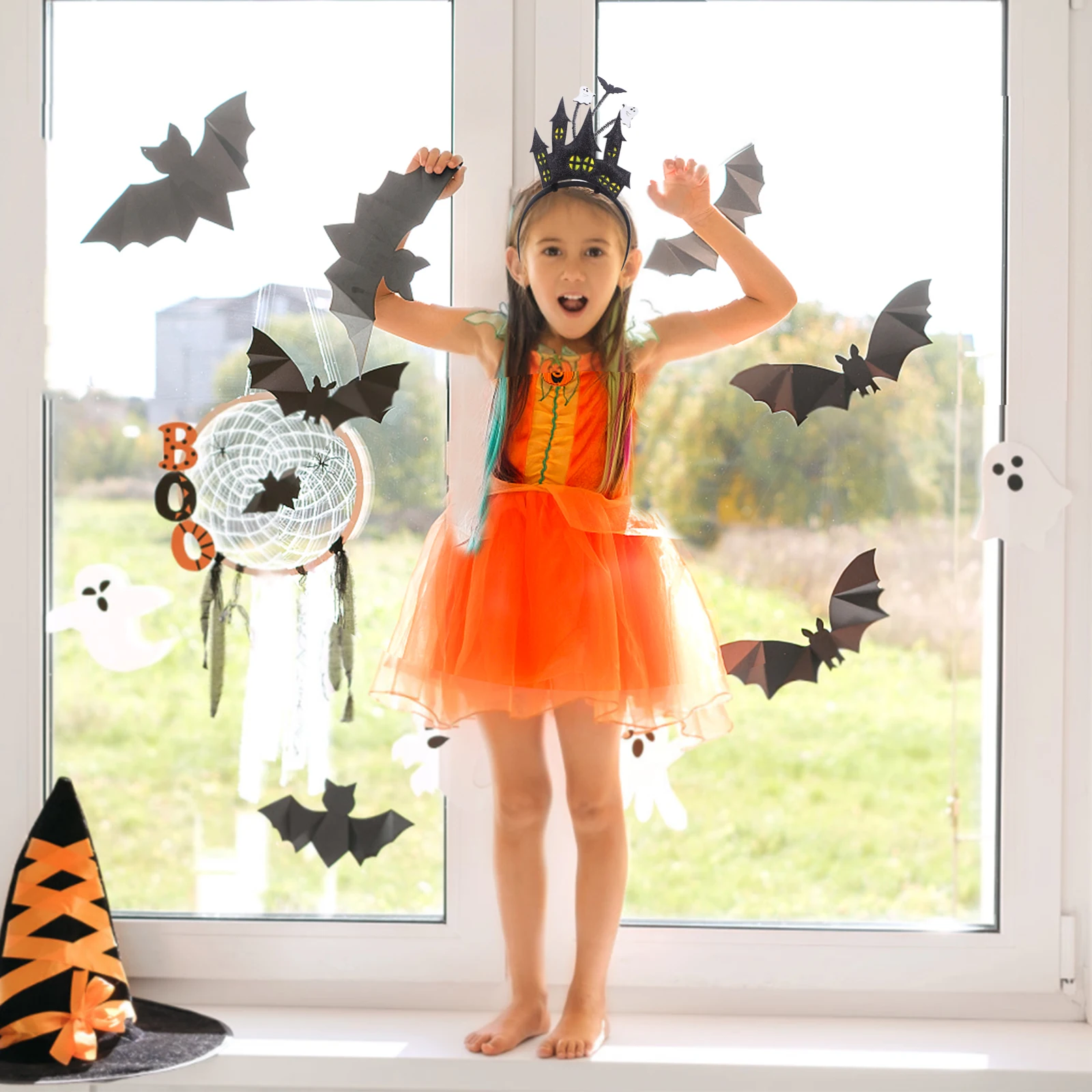 

5pcs Halloween Cat Ears Headband Ghost Pumpkin Hair Accessories Costume Party Cosplay Decoration Adjustable Lightweight