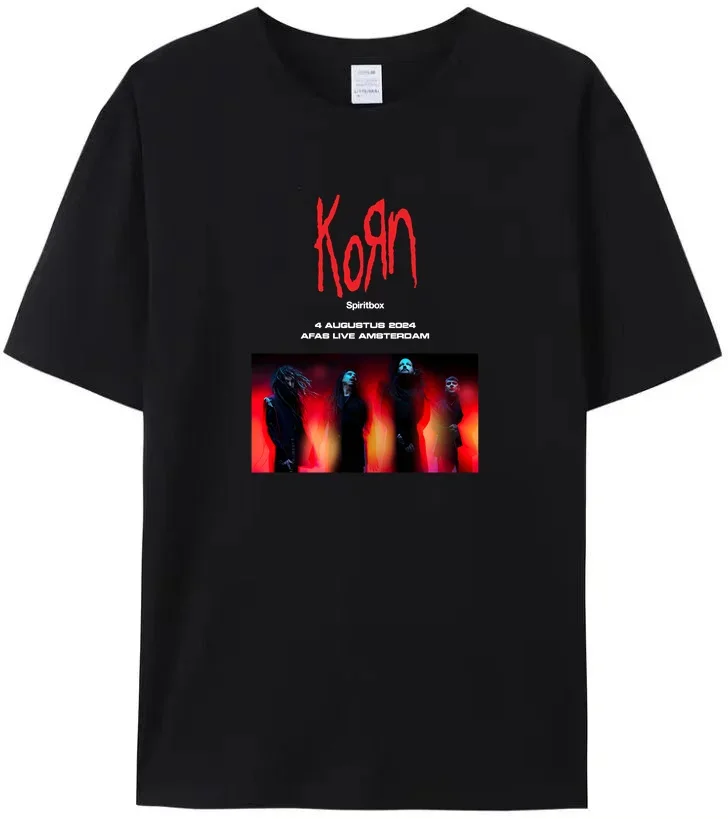 

Korn Music Concert Rock Band World Tour Pure Cotton T-Shirt Men's Retro Metal Gothic Oversized Street Short Sleeve S-6XL