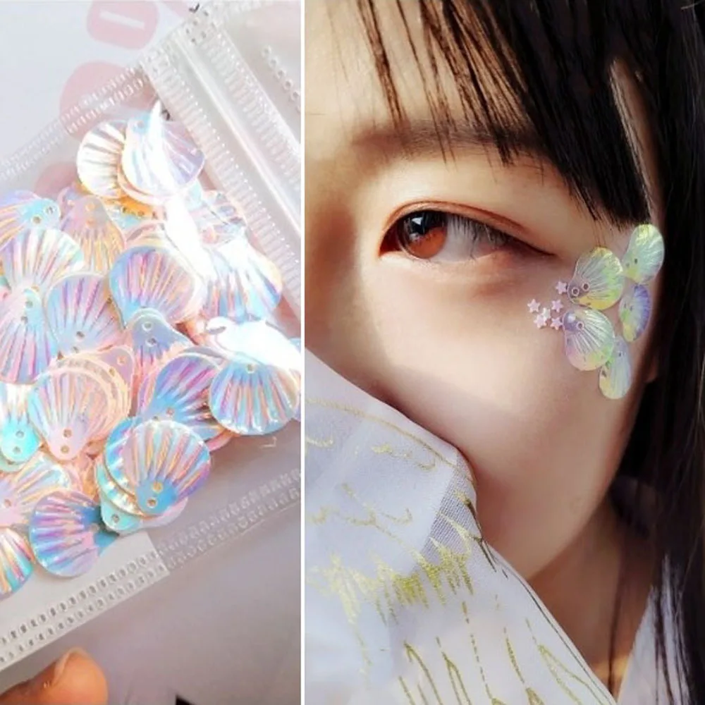 make-up Glitterpoeder Visschubben Oogaccessoires Gezicht Glanzend Gel Pigment Ooghoekstickers Oogmake-up Pailletten Schelp pailletten