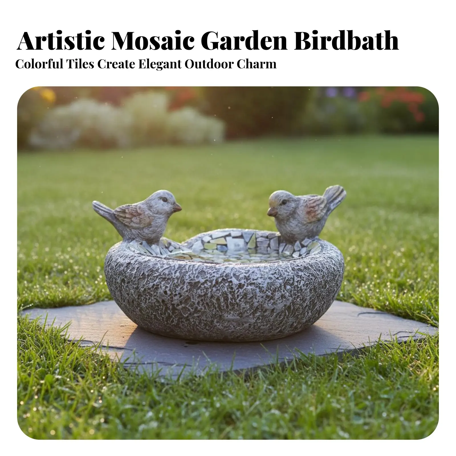 Resin Avian Feeder Statue Double Use Resin Avian Bath Bowl Outdoor Decoration Weather Resistant Easy Setup for Gardeners, Lawn