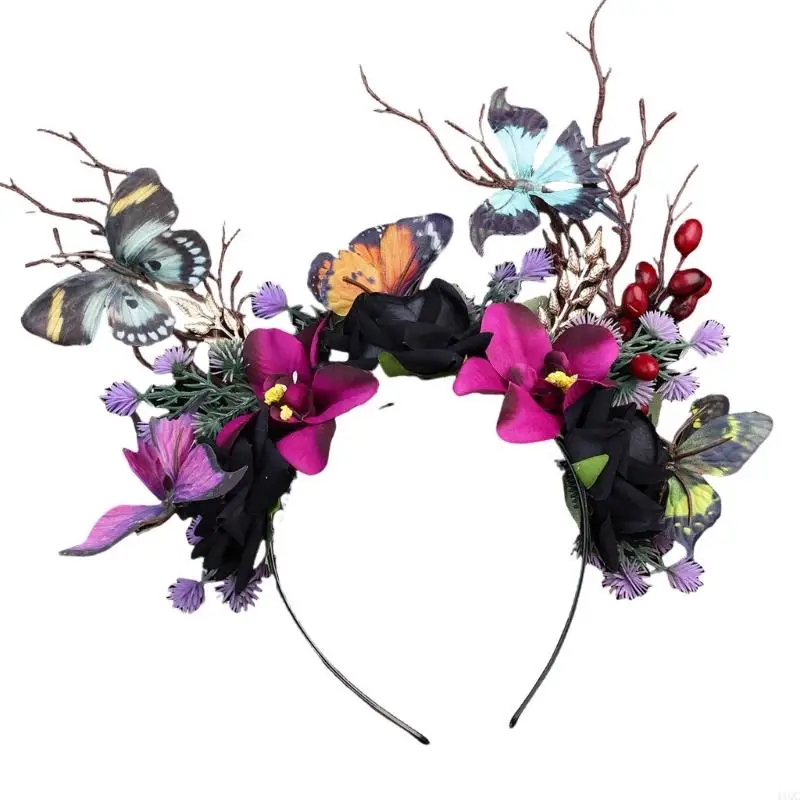 2025 جديدة لعصبة الرأس الفراشة القبعة التيجان شاي الشاي حفلة هالوين أزياء الرأس #5