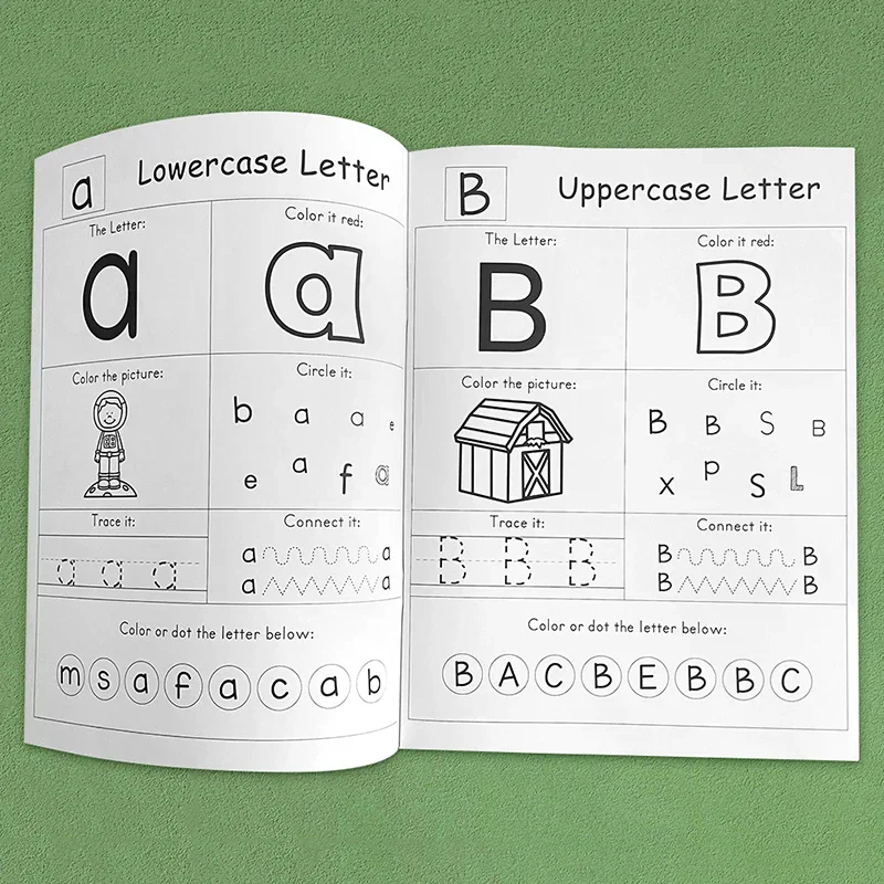 Letras A-Z alfabeto fonética prática livro de trabalho pré-escolar aprendizagem inglês língua jardim de infância escrita livro para colorir montessori