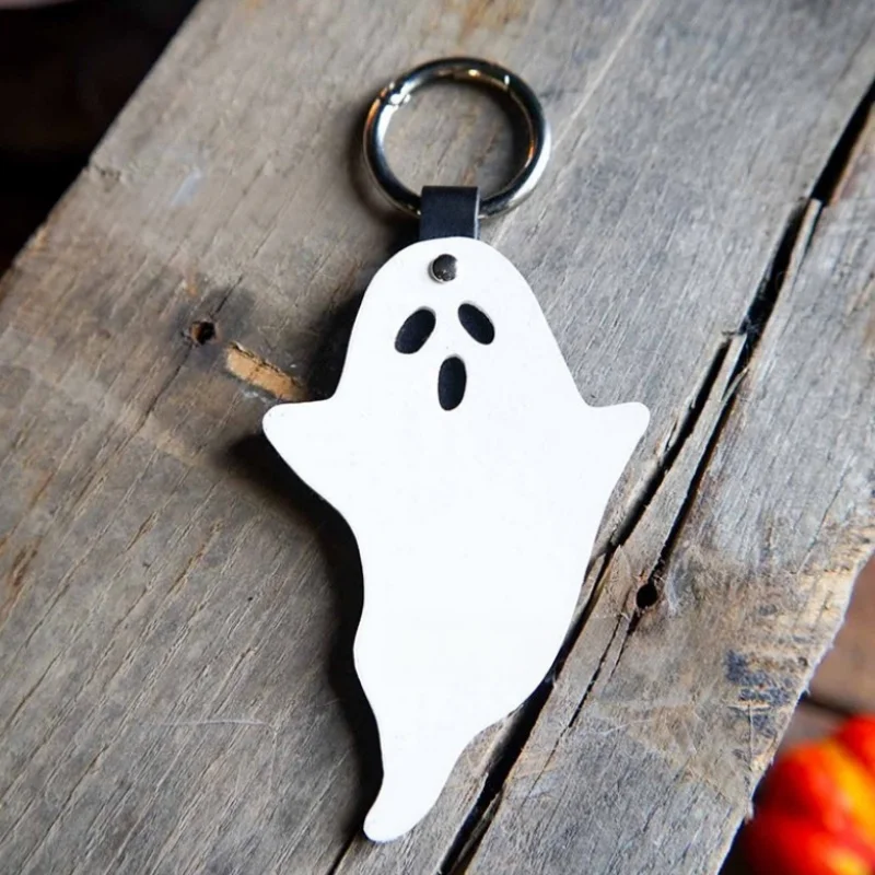 1PCS Halloween Ghost Charms PU Leather Accessories For Bag Jewelry DIY Making Handbag Ornament Hanging Decoration