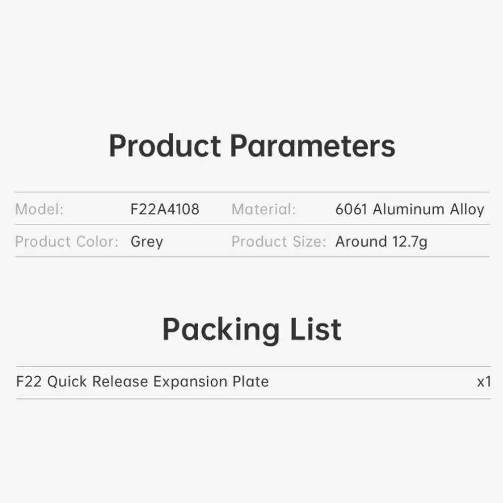 FALCAM F22A4108 F22 Быстросъемная расширительная пластина Аксессуары для камеры Алюминиевый сплав