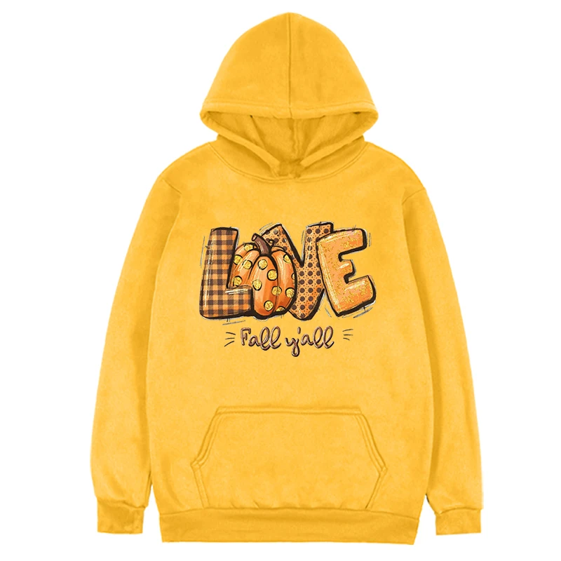 Love Fall Hoodie Leopard Print Fall Sweatshirt Thanksgiving Pumpkin Hoodie Fall Thanksgiving Top Streetwear Women m