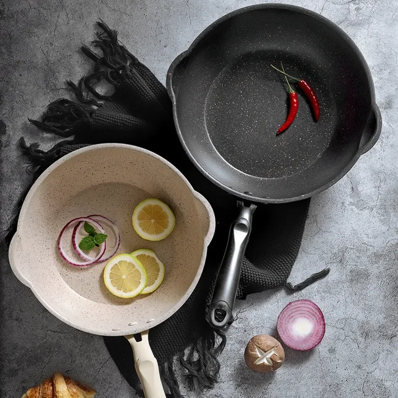Non-Stick Deep Wok Pan Frying Pan Durable Maifan Stone Home Steak Pancake Cooking Pots Skillet Saucepan Kitchen Cookware Utensil