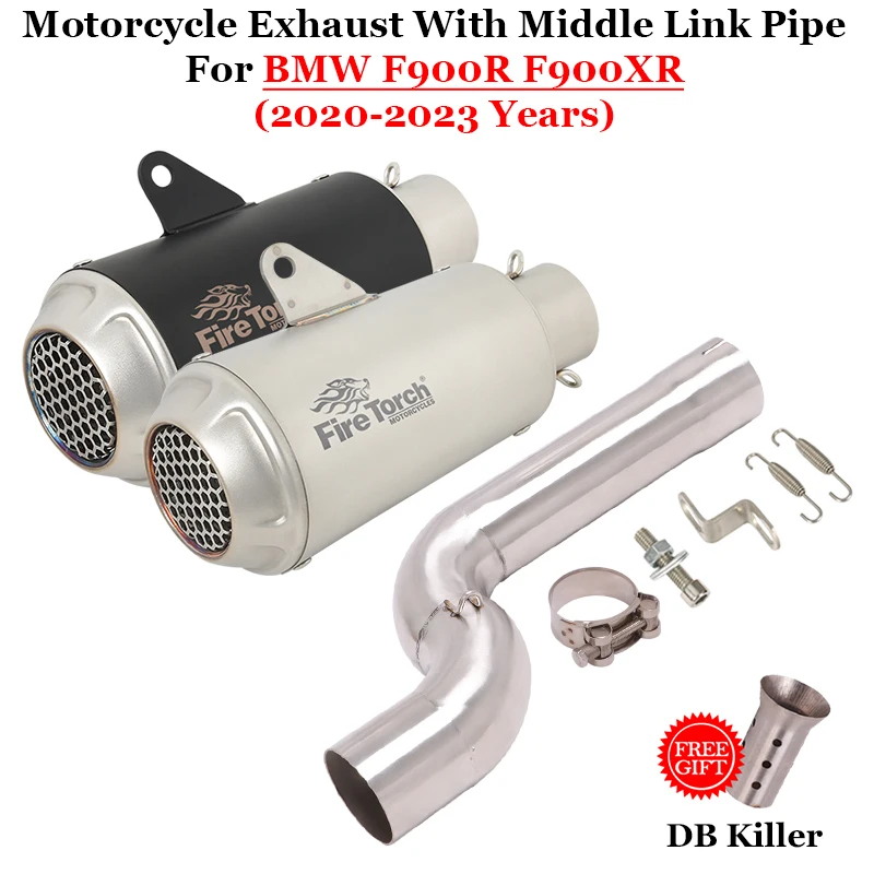 Slip On For BMW F900 F900R F900XR 2020 2021 Motorcycle Exhaust Modified Escape Moto Catalysts Delete Midd Link Pipe With Muffler