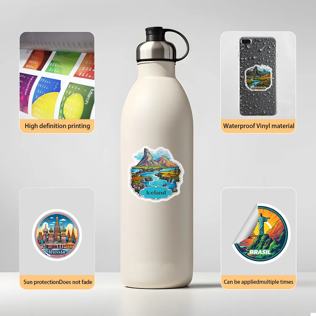 50 pegatinas de grafiti de viaje, decoración impermeable para taza de agua, teléfono y uso creativo, tienda de pegatinas BulingBulingStickers