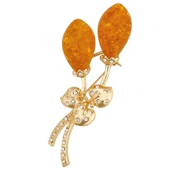 Lifefontier Orange Amber Resin Flower Brooches For Women Exquisite Rhinestone Floral Cloth Brooch Pins Accessories Gifts 2023