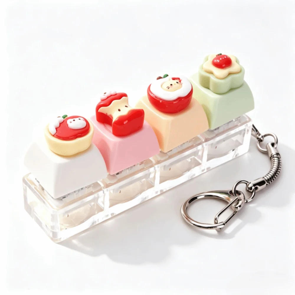 Mechanical Keycap Fidget Keychain Finger Button Bear Keycap Button Keycap Keychain 4 Key Clicker Finger Press Keycap Keychain