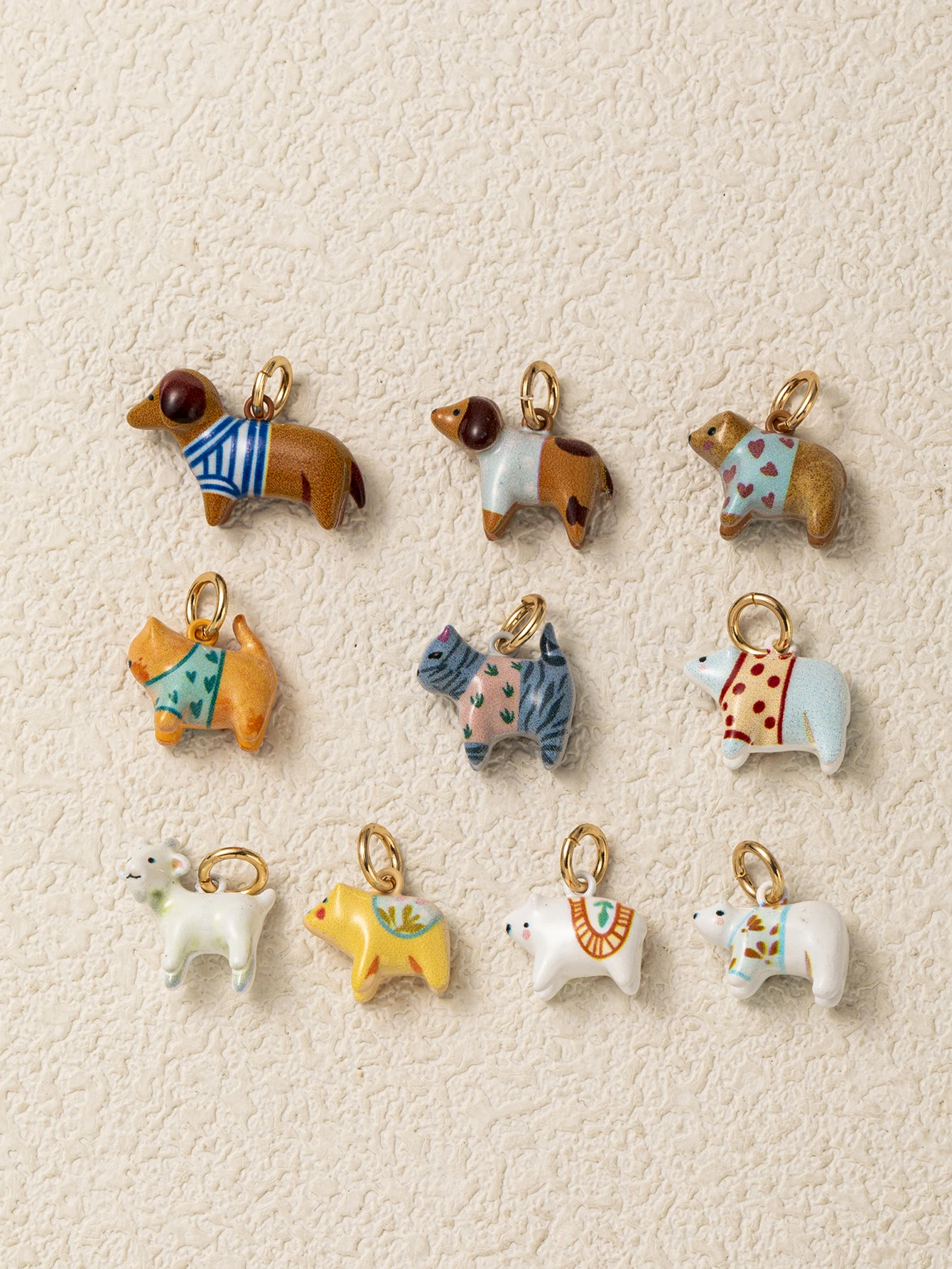 Ins Bestseller Niedliche Neue Tier-Serie Kleine Blumen-Liebes-Gitter-Bären DIY-Anhänger Charms für Schmuck – Detail 3