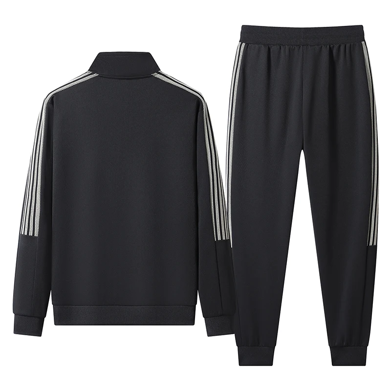Mens Casual Striped Sports Suit Mens Two-Piece Cardigan Zipper Sportswear Spring And Autumn Mens Sportswear Sports Suit