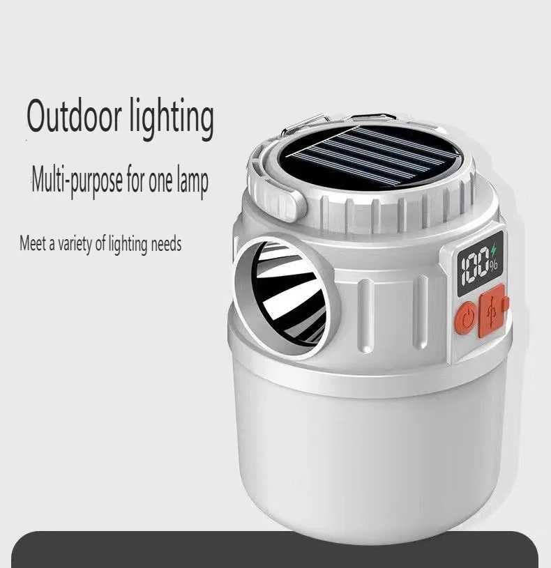 Solar Camping Light USB Rechargeable Outdoor Tent Flashlight Solar Charging  Emergency Hurricane Camp Lamp Waterproof Power Bank