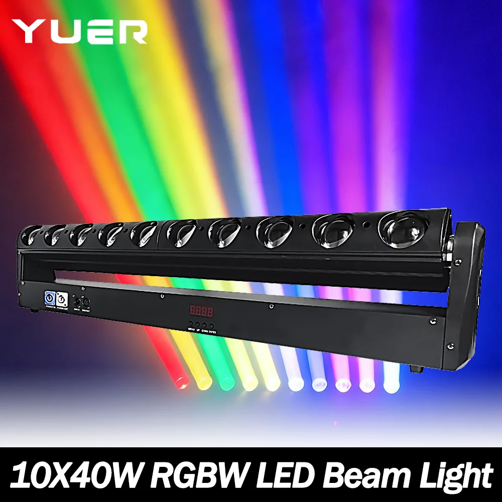 

НОВЫЙ 10x40 Вт светодиодный светильник с подвижной головкой RGBW с эффектом луча DMX, профессиональный мощный светильник для концертов, DJ, дискотек, сценического освещения