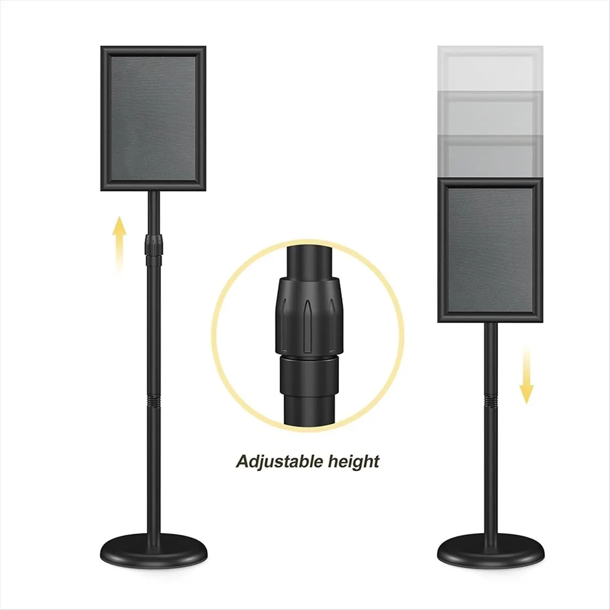 A79G Sign Holder Stand 8.5x11 Inch Adjustable Floor Standing Sign Holder - Signage Stand with Snap-Open Frame Display