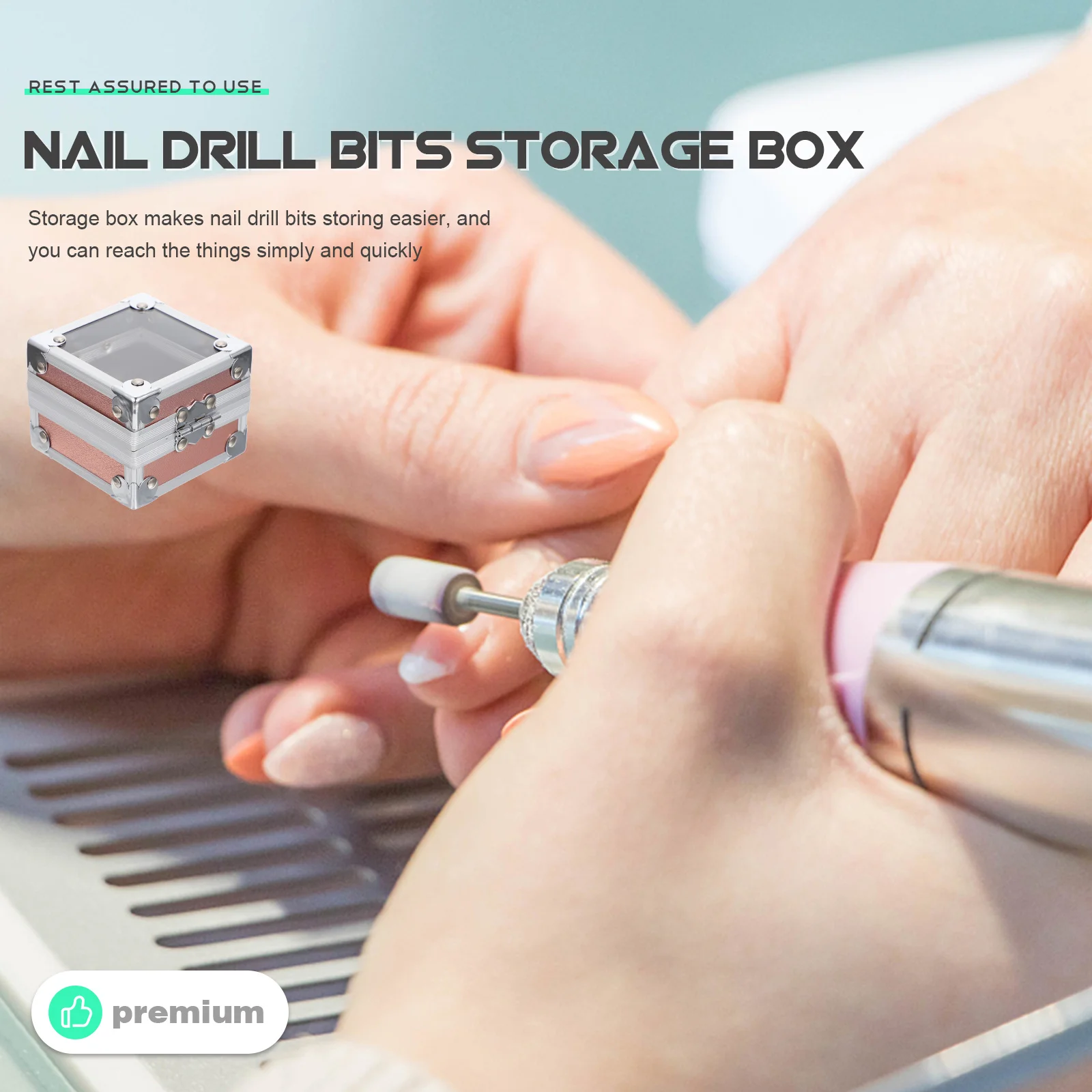 Boîte de rangement de forets à ongles, boîte de rangement robuste en acrylique pour manucure, organisateur de tête de polissage, mallette de rangement pour Salon de manucure, support de tête de meulage