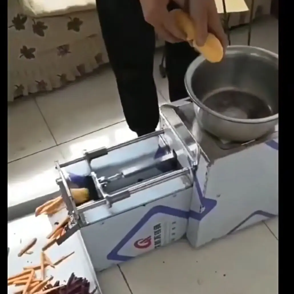 

French Fries Machine Electric Commercial Potato Strip Cutter Machine Stainless Steel Vegetable Cutting Machine