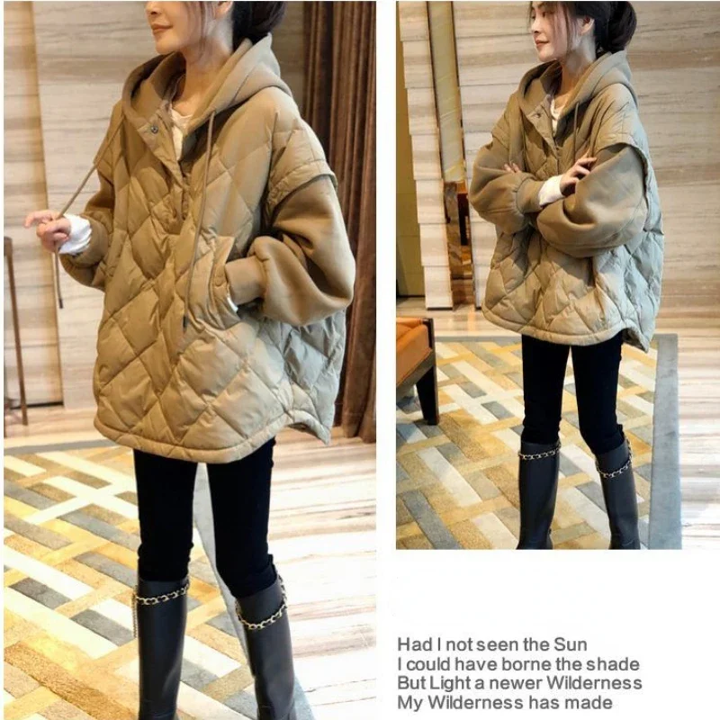 Fashion Casual Hooded Sweatshirt Jacket Women Hoodies Winter Sandwich Cotton Thickened Warm Pullover Cotton Clothing Tops New