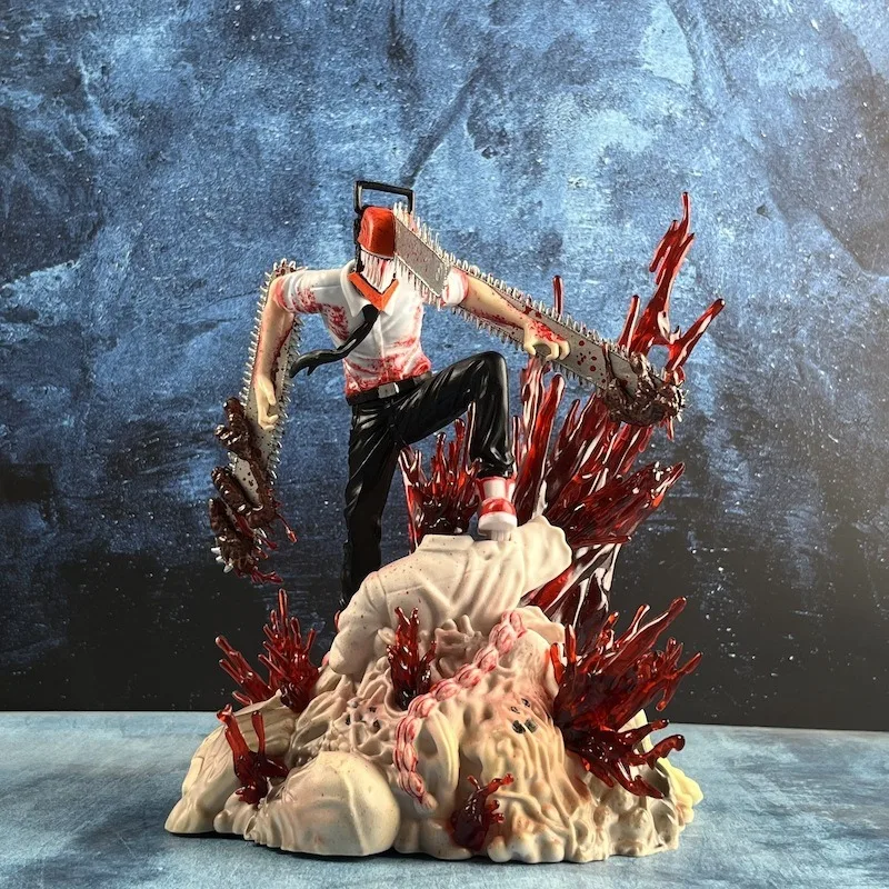 Anime Figure Chainsaw Man Denji Pochita Fit Standing Position Fighting Model Toy PVC Boxed Big Gift Sculpture Ornaments 27CM