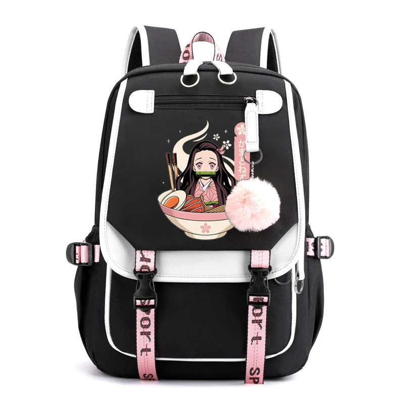 Demon Slayer Anime Canva Bag Grocery Fashion Fancy Black Backpacks for Teen Girl Demon Slayer Cute Travel Reusable School Bags