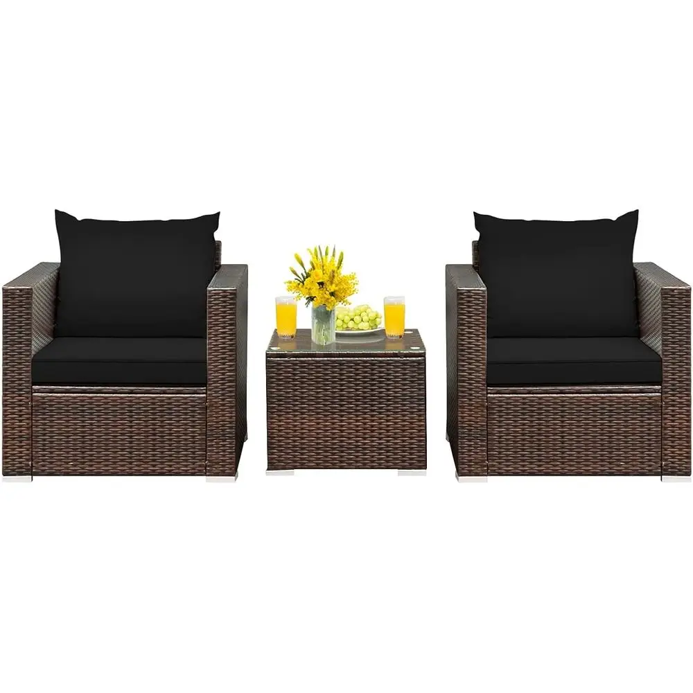 

Комплект садовой мебели из ротанга: диван с подушками и кофейный столик для патио, сада, бассейна, балкона