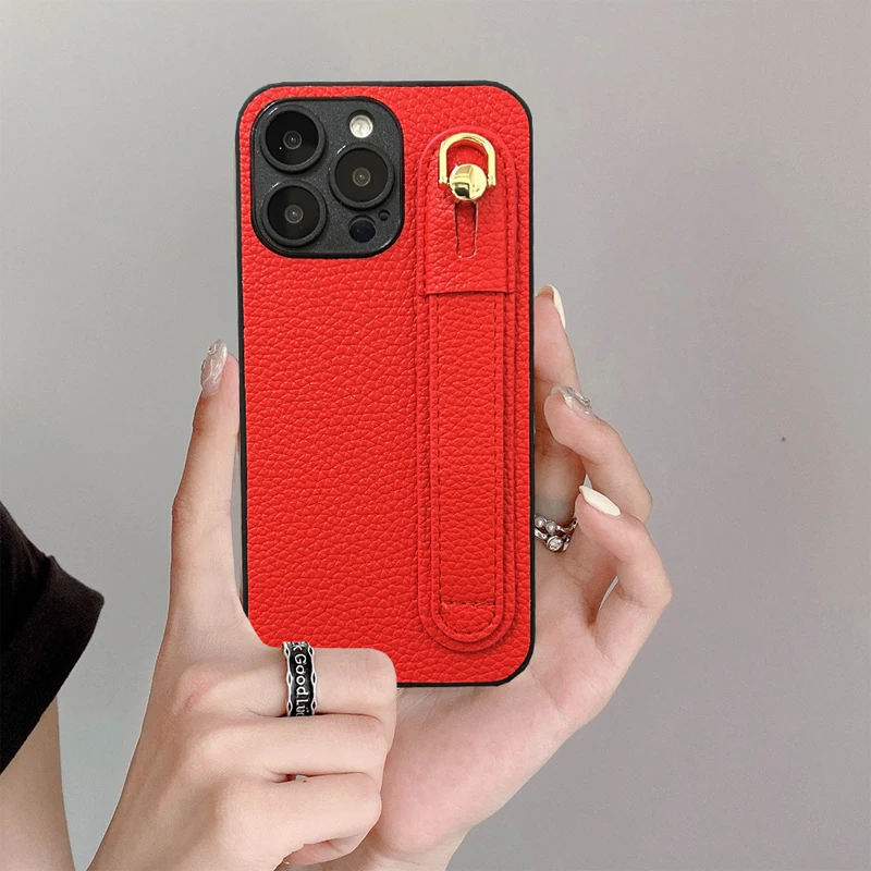 Xiaomi POCO X7pro X6 X5 X4GT X3FNC 가죽 충격 방지 지원 낙하 방지 커버 케이스 용 손목 스트랩 홀더 전화 케이스