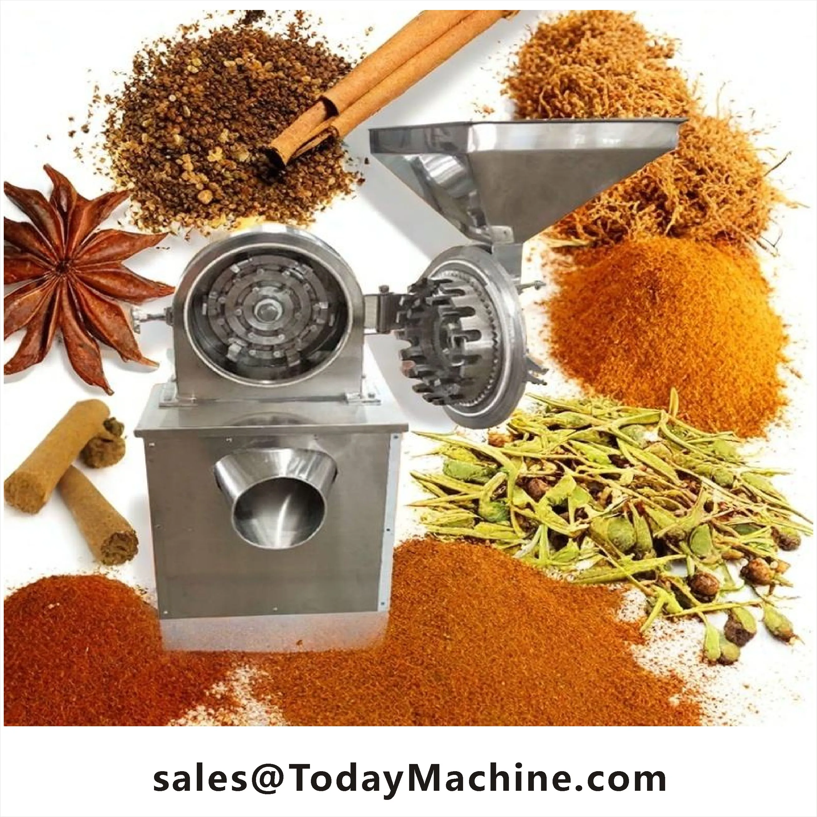 Machine de broyage et de pulvérisation pour herbes, fruits, céréales, coques de riz, gingembre et curcuma